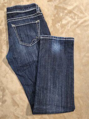 Warehouse One Mid Rise Relaxed Straight Jeans | Dark Wash Size 27 Short